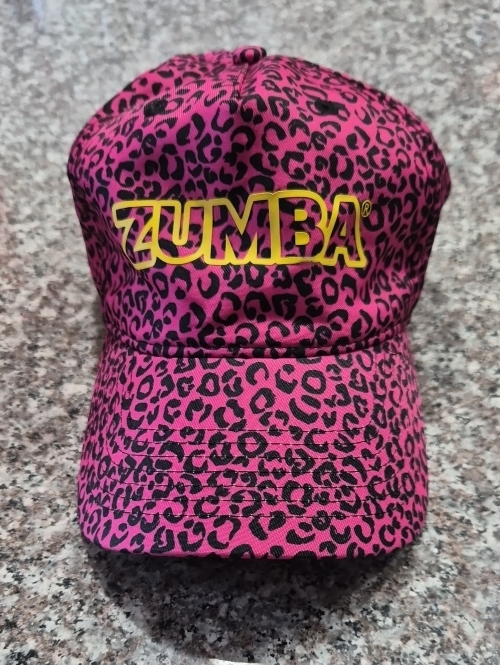 Zumba Fitness Hot Pink Leopard Baseball Cap with Yellow Logo